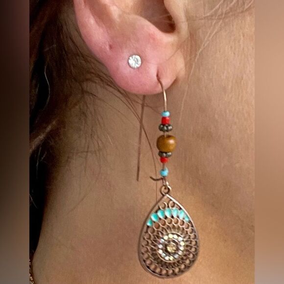 Turquoise Drop Earrings NEW - Picture 3 of 7